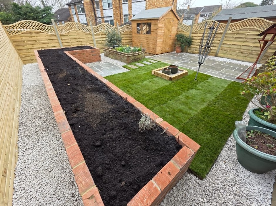 Raised beds with brick work